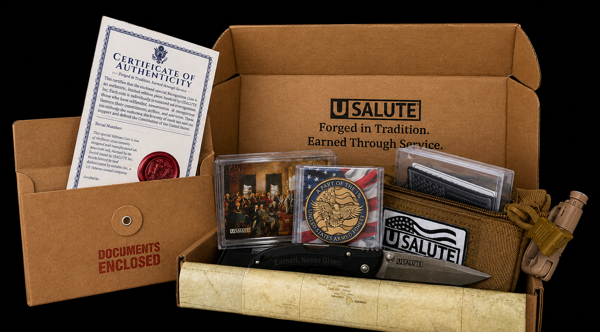 The Salute Box: Bootcamp Recognition Pack + EDC Pouch + Engraved Knife